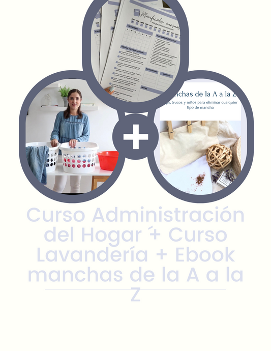 Combo Curso Administración del Hogar + Lavandería + Ebook Elimina las manchas